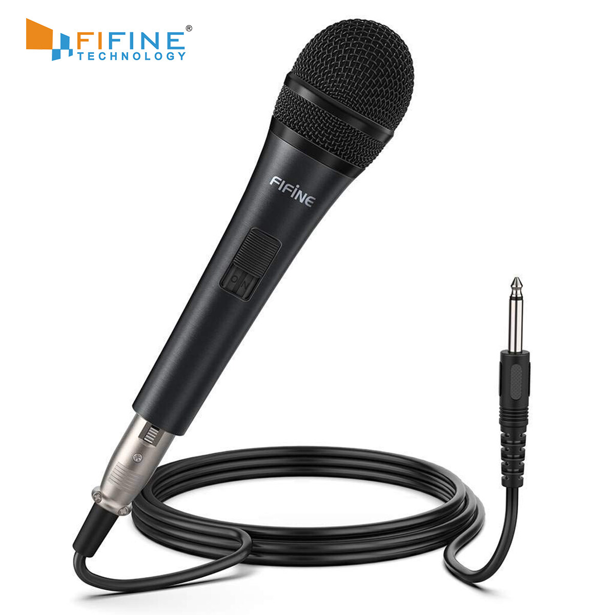 Fifine Dynamic 1/4 Connection Vocal Microphone for Speaker Family Karaoke Small stage with On/Off Sw