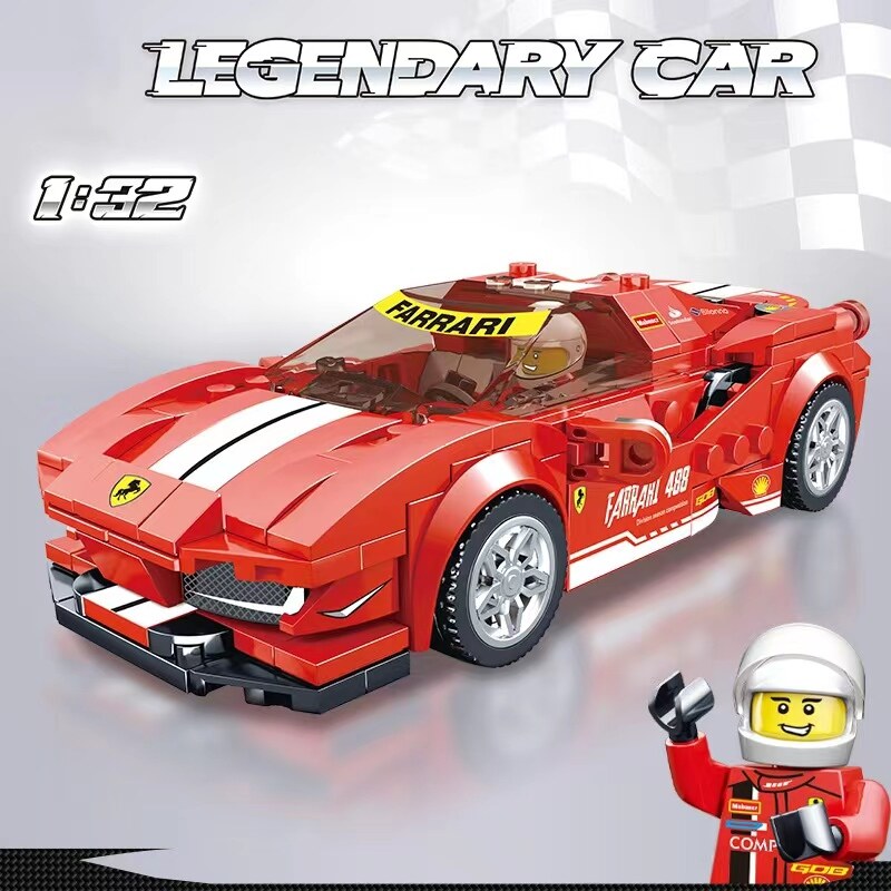 HYG Building Block Toys 314PCS Ferrari Building Blocks F1 Sports Car Model Inertial Car Toys Boys and Girls Toys Children's Gifts age6+ ราคา 445 บาท*ส่งฟรี