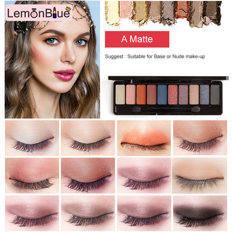 Gambar LemonBlue 10 Color Eyeshadow Palette Matte Shimmer Glitter Eyeshadow Highly Pigmented Eye Highly Pigmented Eye Shadow 10 Color Make Up Cosmetic for Women Eyeshadow Palette Matte Shimmer Glitter Eyeshadow