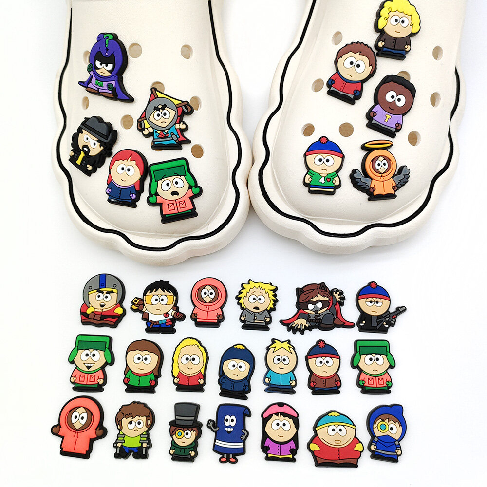 通用 40pcs Anime Cartoon Croc Shoe Charms, Fits for DIY Clog Sandals Decoration, PVC Cartoons Shoe Charms Shoes Accessories