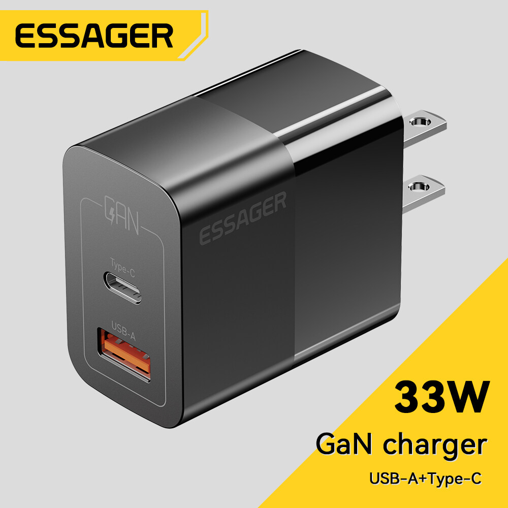 Essager USB Type C Fast Charger 33W QC PD 3.0 Dual Port Mini Portable Adapter For IPhone 14 13 12 IPad Xiaomi Fast Wall Chargers