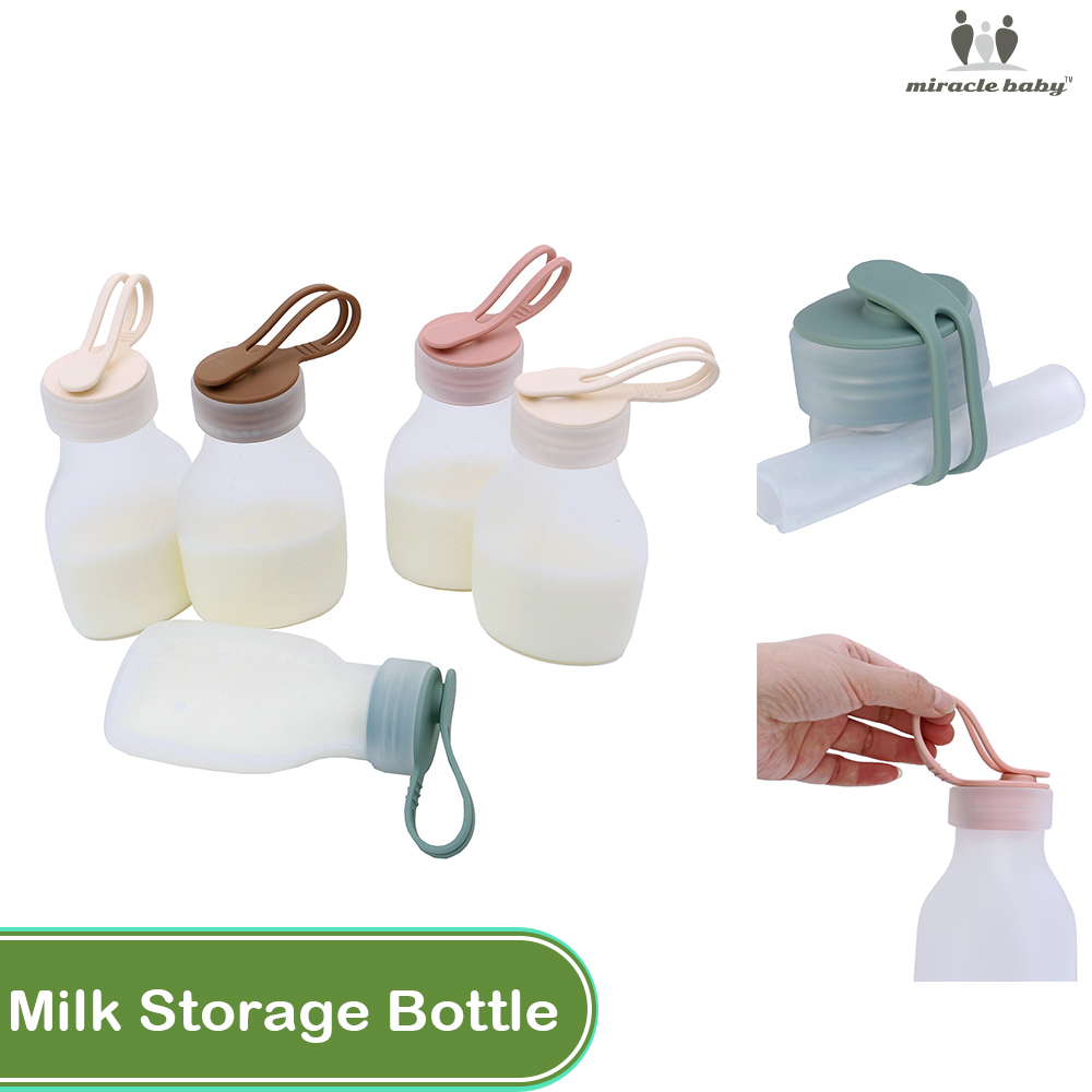Miracle Baby Silicone Breast Milk Storage Bag 240ml 2pcs/5pcs Foldable Baby Feeding Bag Liquid Safe Portable Large Capacity Reusable Breastmilk Storage Bottle breastfeeding bottle cups container BPA Free ราคา 440 บาท*ส่งฟรี