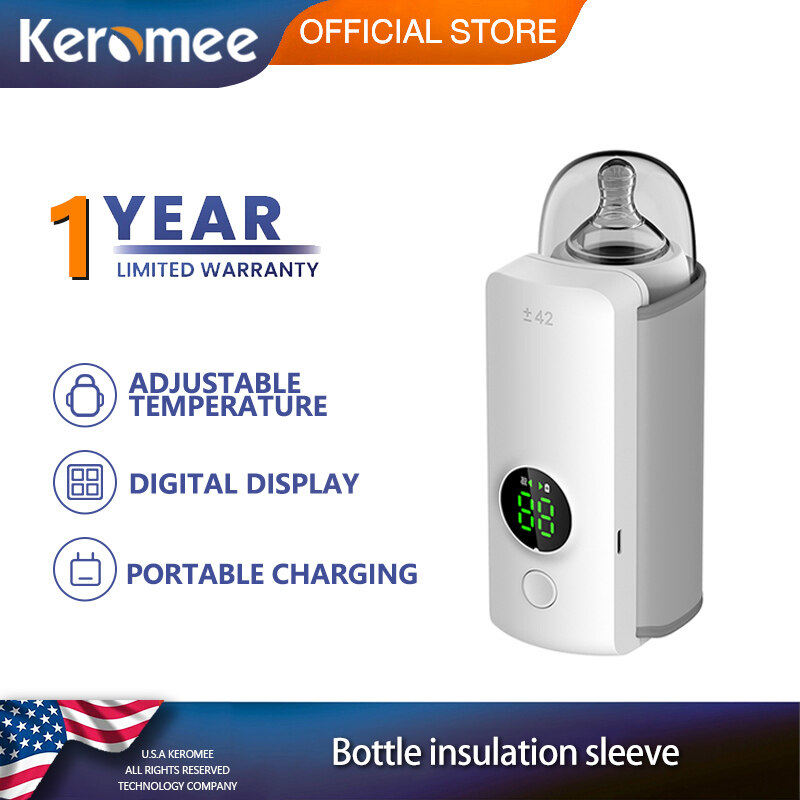 Keromee USB รถชาร์จความร้อนกระเป๋าแบบพกพาอุณหภูมิคงที่นมจอแสดงผลดิจิตอลขวดนมอุ่นสำหรับทารก ราคา 1,090 บาท*ส่งฟรี