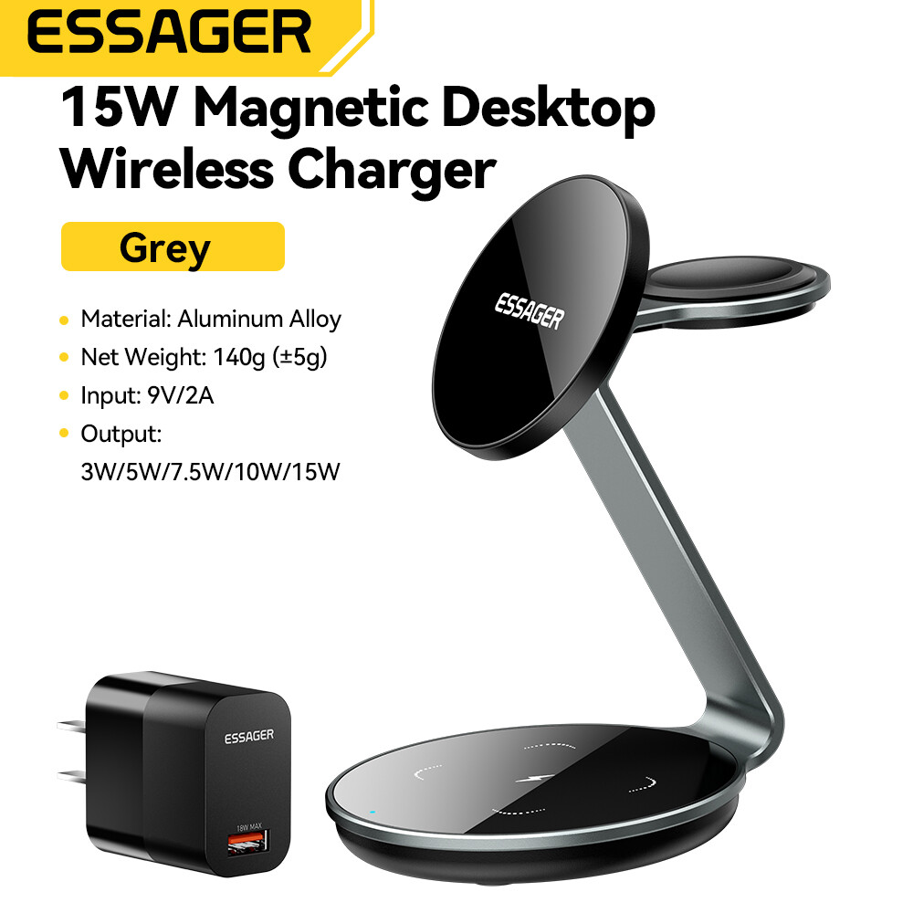 Essager 15W Bộ Sạc Không Dây Nhanh Chóng sạc để bàn Đa Chức Năng Không Dây thiết bị sạc + S6 Duy Nhấ