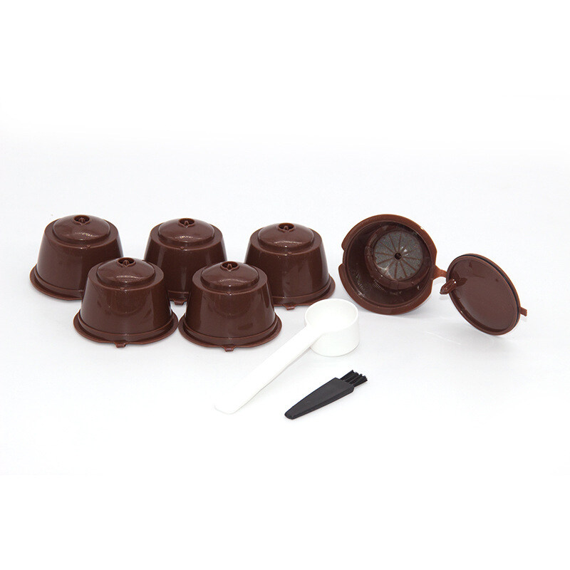 6xcup + 2xspoon Dolce Gusto tái sử dụng Pod bơm lại màng lọc vỏ cốc cà phê NESCAFE