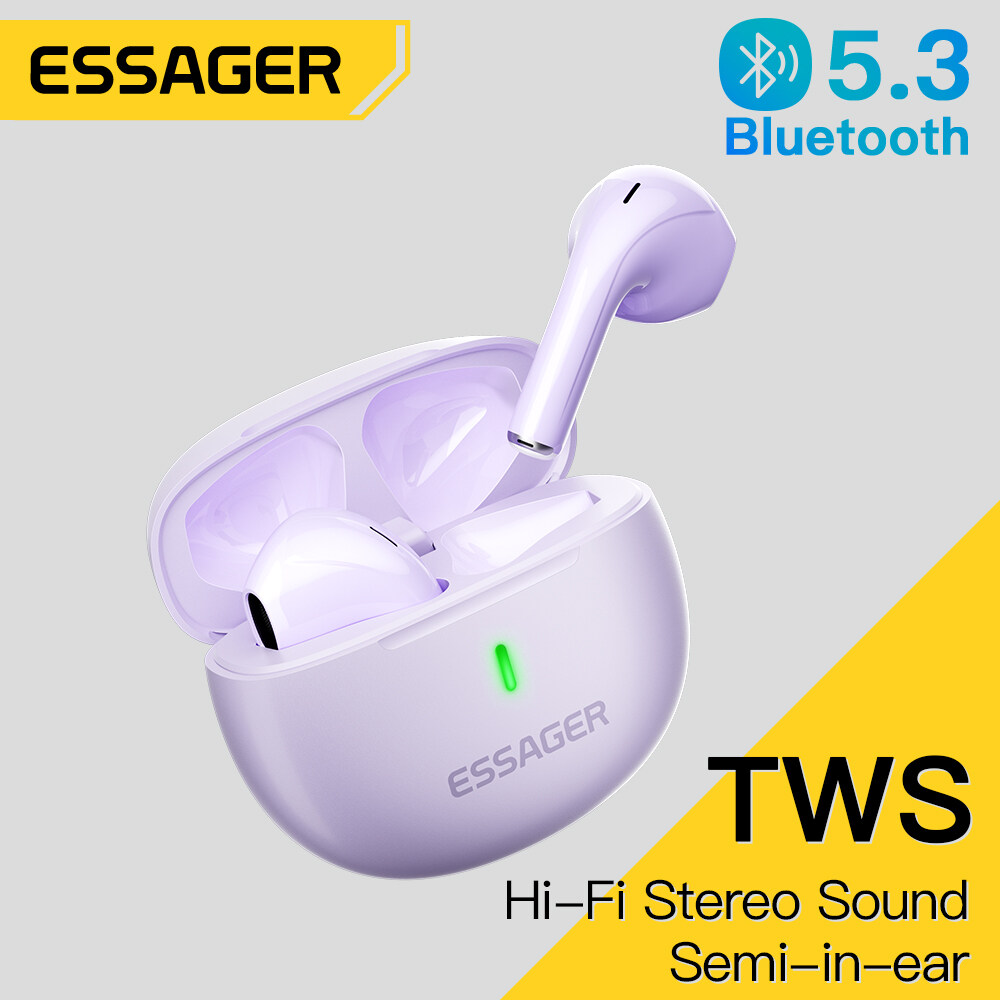 Essager Bluetooth v5.3 TWS Tai nghe không dây BT Hi-Fi Stereo Tai nghe kèm mic sạc trường hợp âm tha