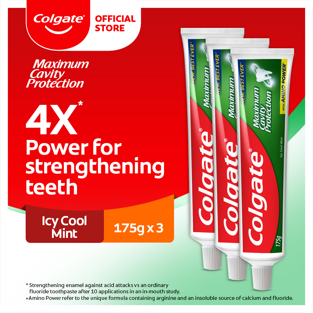 Gambar Colgate Maximum Cavity Protection Icy Cool Mint Toothpaste Valuepack 175g x 3