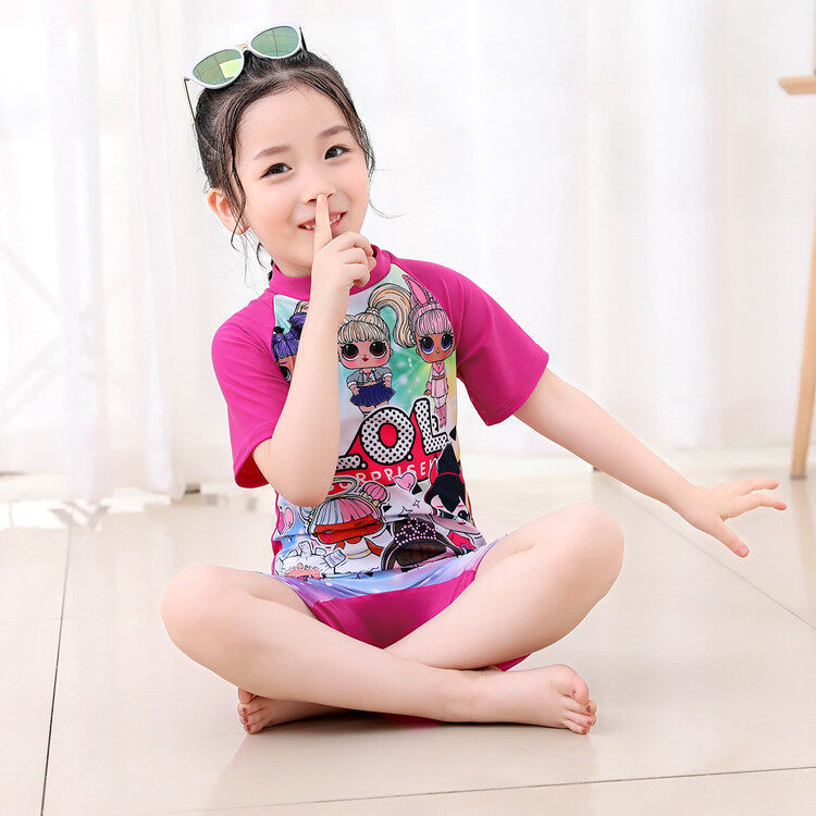 51 đồ bơi liền thân cho trẻ em bé gái đồ bơi hoạt hình nhanh khô đồ đi biển lướt sóng ngắn tay cho 3-12y