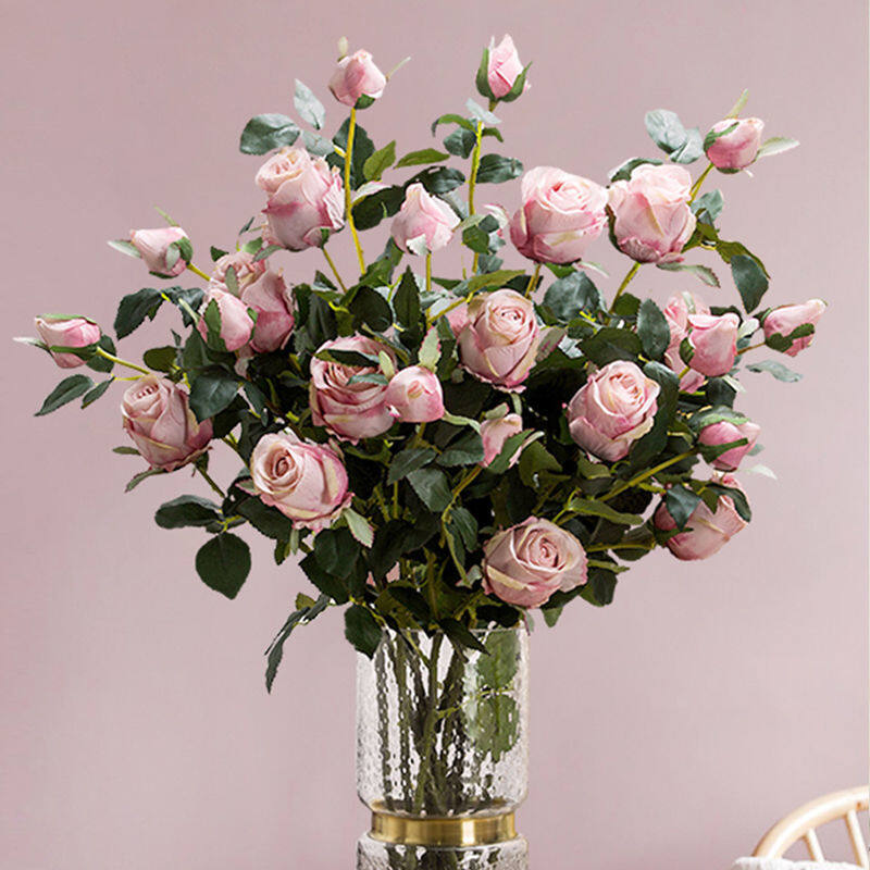 Fake rose flower artificial flower decoration bouquet living room high-end decoration vase flower arrangement desktop small ornaments plastic flowers