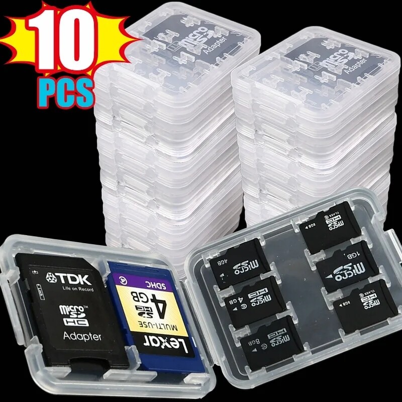 8in1 Reusable Plastic Micro SD SDHC TF Memory Card Storage Case Box Protector Holder Transparent Mini Memory Card Organizer Box ราคา  7 บาท*ส่งฟรี