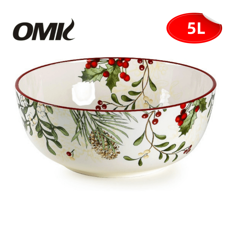 Omk 5000ml dòng sản phẩm giáng sinh tô phục vụ gốm Bát đựng salad hoa quả