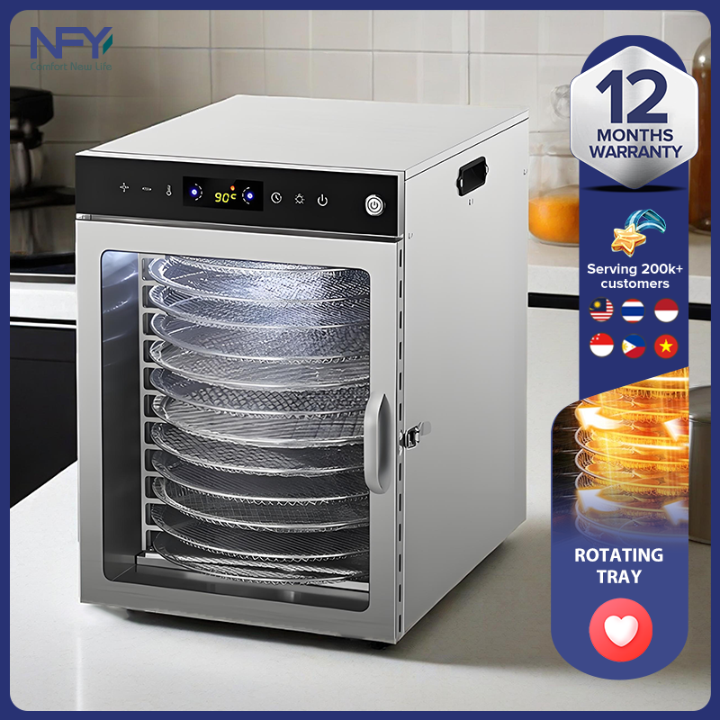 8-Layer 304 Stainless Steel Dehydrator - Smart 360° Airflow with 12H Timer, Multi-Temp Control for Even 3D Bake & Quick-Dry | Food Preservation Pro ราคา 8,880 บาท*ส่งฟรี