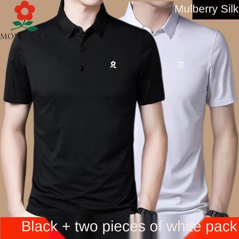 Montagut men's short sleeve silkworm ice silk T-shirt men's 2021 New polo collar youth half sleeve T-shirt polo shirt fashion