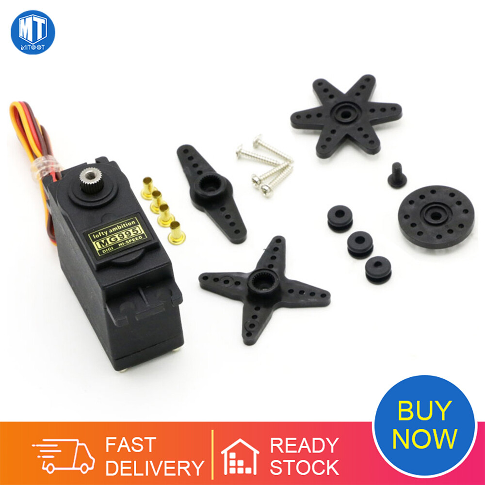 Động cơ servo bánh răng kim loại kỹ thuật số động cơ servo rc bánh răng kim loại mô-men xoắn cao mg995 270 độ cho thuyền trực thăng xe hơi