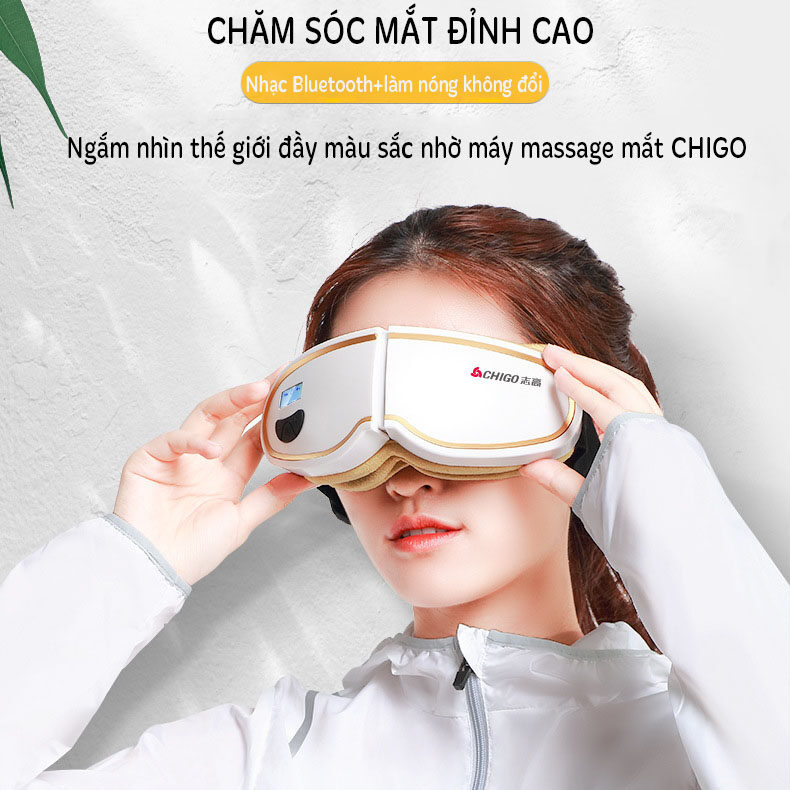 [hcm]máy massage mắt thông minh chính hãng chigo thế hệ mới 2021-kết nối bluetooth massage túi khí rung nóng 2