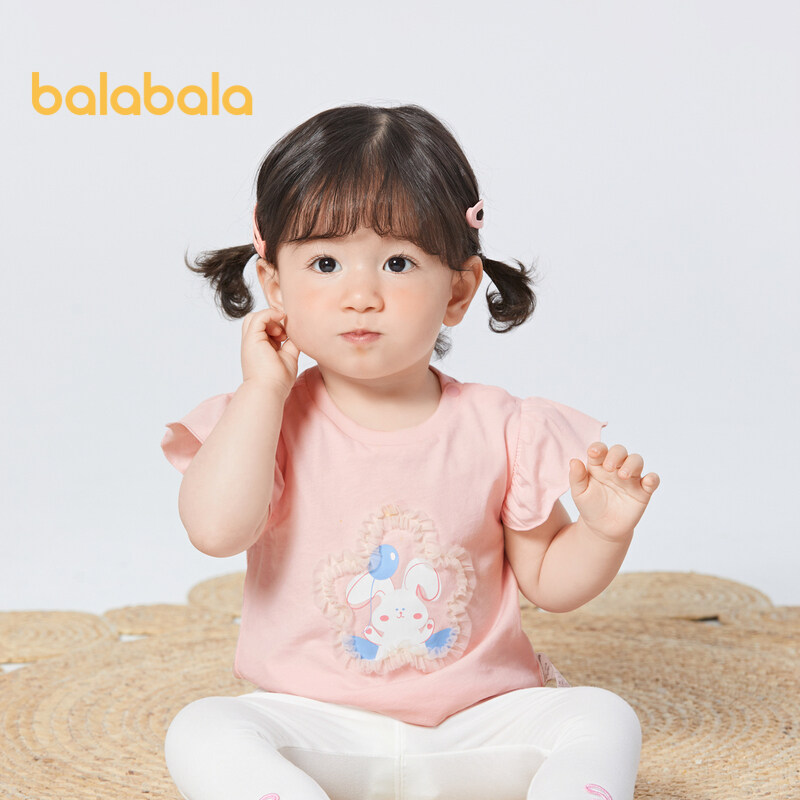 balabala Baby T-Shirt Baby Top Girls Clothes Children Short Sleeve 2023