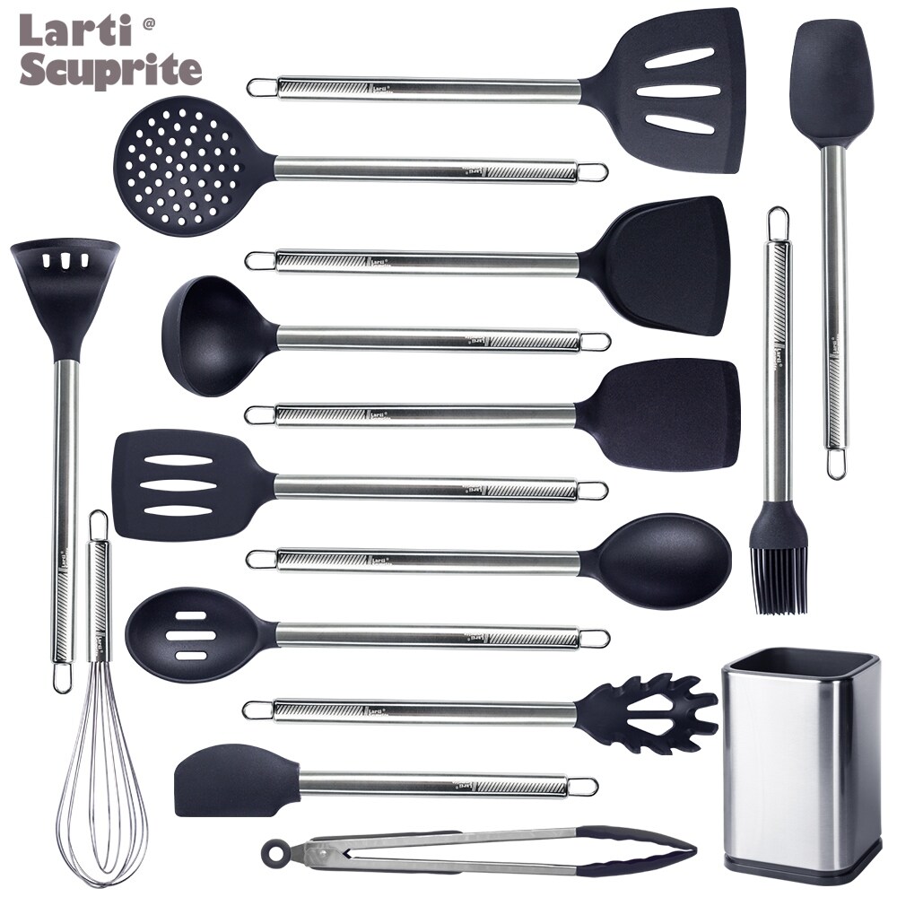 Gambar 1 Pcs Silicone Kitchen Cooking Utensils Soup Spoon Brush Pasta Colander Shovel whisk Spatula Turner Heat resistant Kitchenware