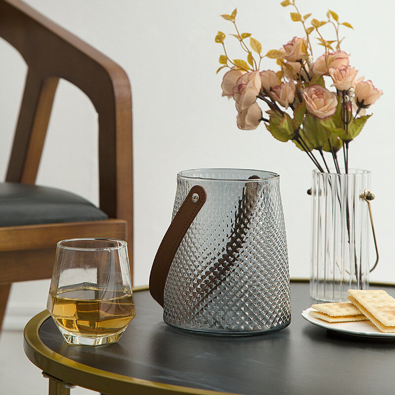 Gambar Portable Fruit Tea Ice Bucket Glass Fruit Basket Large Pineapple Pattern Ice Bucket Living Room Creative Fruit Basket Juice Summer