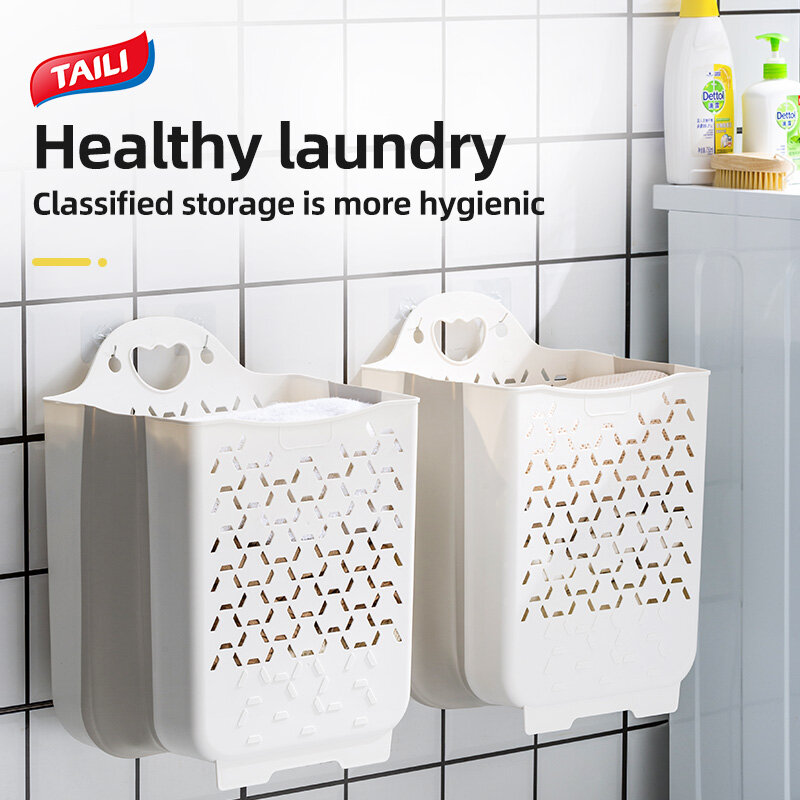 Taili Giỏ quần áo bẩn giỏ lưu trữ đa chức năng hộp lưu trữ cao bẩn Giỏ quần áo quần áo phòng tắm tạo tác giỏ đựng đồ giặt nhà tắm phòng tắm giặt Thiết bị làm sạch có thể gập lại Giỏ đựng quần áo bẩn