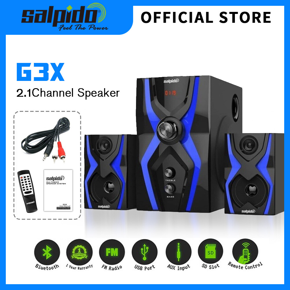 Salpido The Ultimate G3X 2.1CH Bluetooth Speaker with Remote Control, Deep Bass, RGB Lights, FM Radio, USB/TF Play