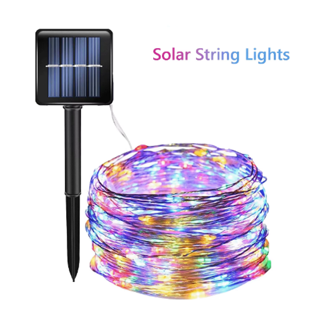 7M/10m/20M 8modes Năng lượng mặt trời ngoài trời đèn Cổ Tích Led dây Đồng đèn đèn giáng sinh không thấm nước trang trí vườn RGB