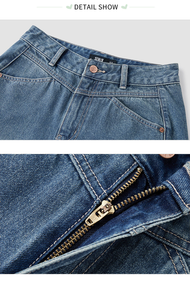 Semir Jeans Damskie Cool Valiant Wind Dragged Spodnie Retro 2024 Spring New Cover Meat Thin Raw Edge Proste spodnie rekreacyjne