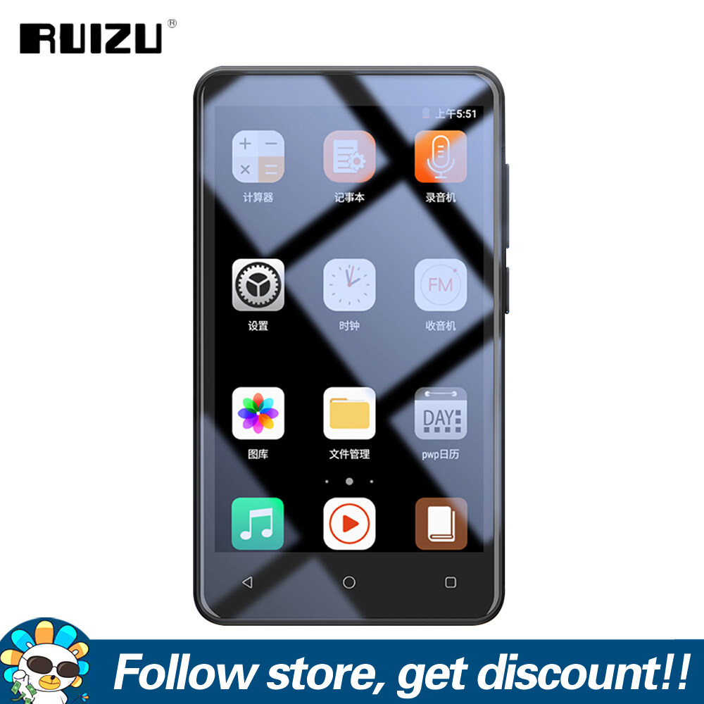 RUIZU H11 Bluetooth MP4 MP3 Player With Built-in Speaker Touch Screen Audio Video Player Type-C Interface HiFi Lossless Music Player Multifunctional Walkman Support FM Radio E-book Voice Recorder Alarm Clock Calendar Picture TF SD Card Up To 128GB