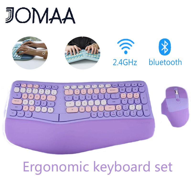 Joa & Mofii Bộ chuột và bàn phím Ergonomic Bàn phím không dây Chuột 2.4G Bàn Phím Và Combo Chuột Tấm đỡ cổ tay Kích Thước Đầy Đủ Bộ bàn phím Cho PC laptop máy tính