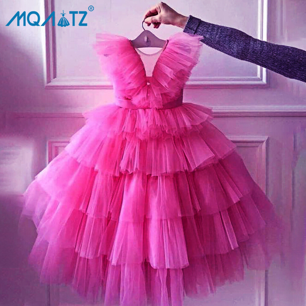 MQATZ Pengpeng Girls Princess Dress Pageant Kids White Wedding For Children Costume V-Neck Party Birthday Gow Clothes Prom Clothes LP-316 ราคา 995 บาท*ส่งฟรี