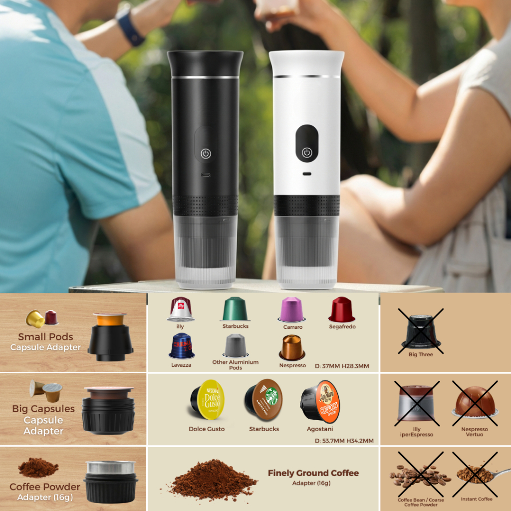 Portable Rechargeable Espresso Machine 20 Bar Travel Coffee Maker_voghion.com