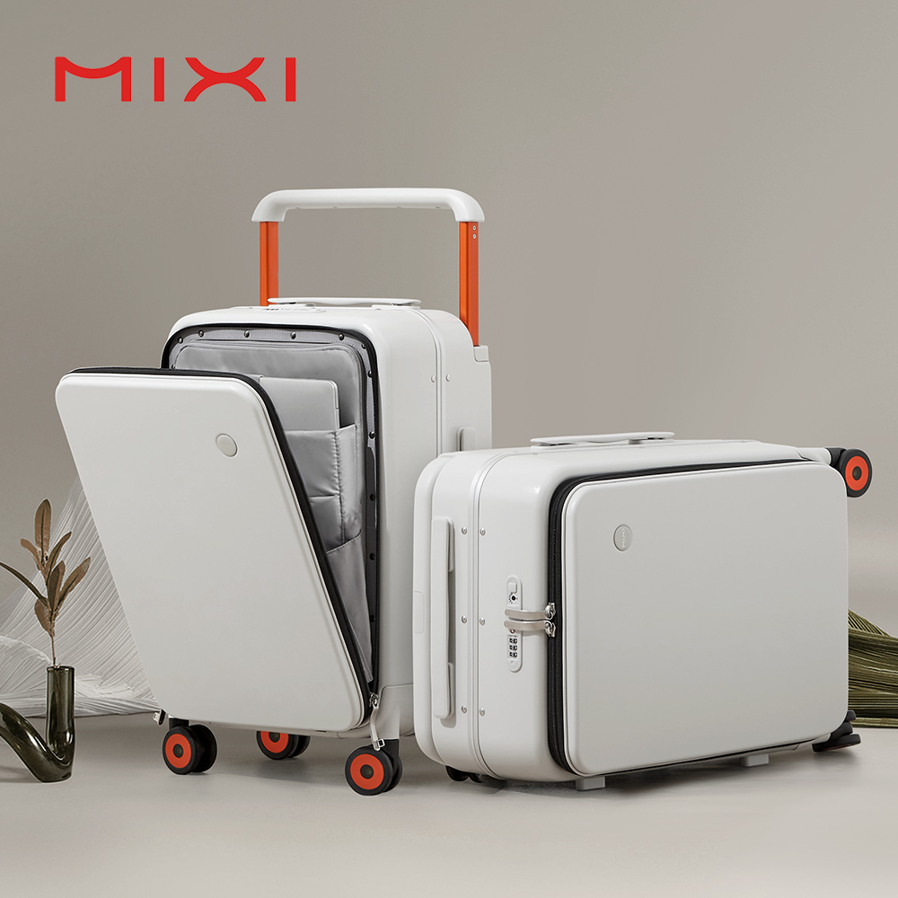 Mixi Wide-side Front Travel Luggage Trolley Case 20 24 Inch Cabin Size Suitcase Men Spinner Aluminum Hard Case TSA Password M9275