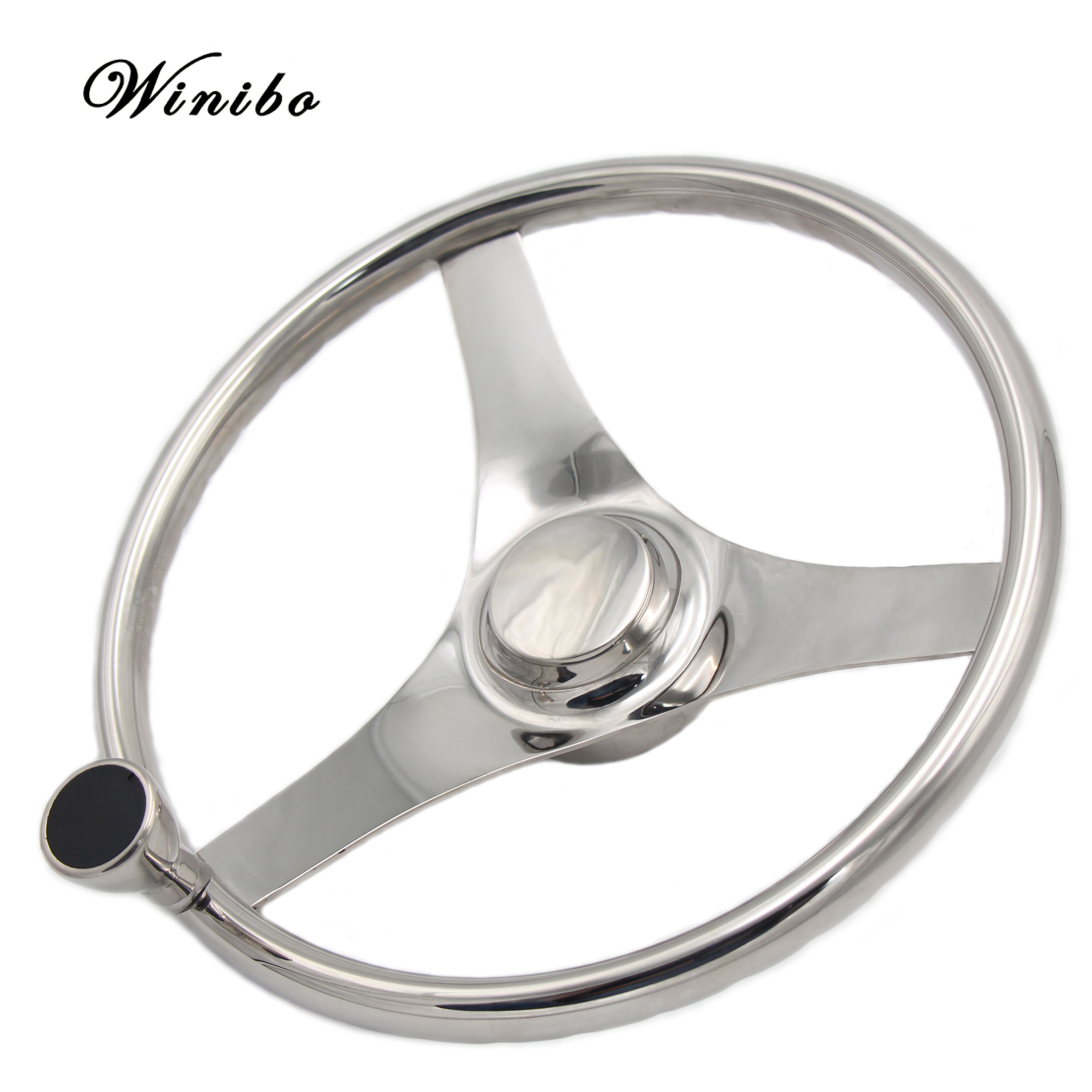 Winibo Stainless Steel Boat Steering Wheel 3 Spoke 13-1/2" Dia, with 1/2"-20 Nut and Turning Knob - ยี่ห้อ Winibo ราคา 3,652 บาท*ส่งฟรี