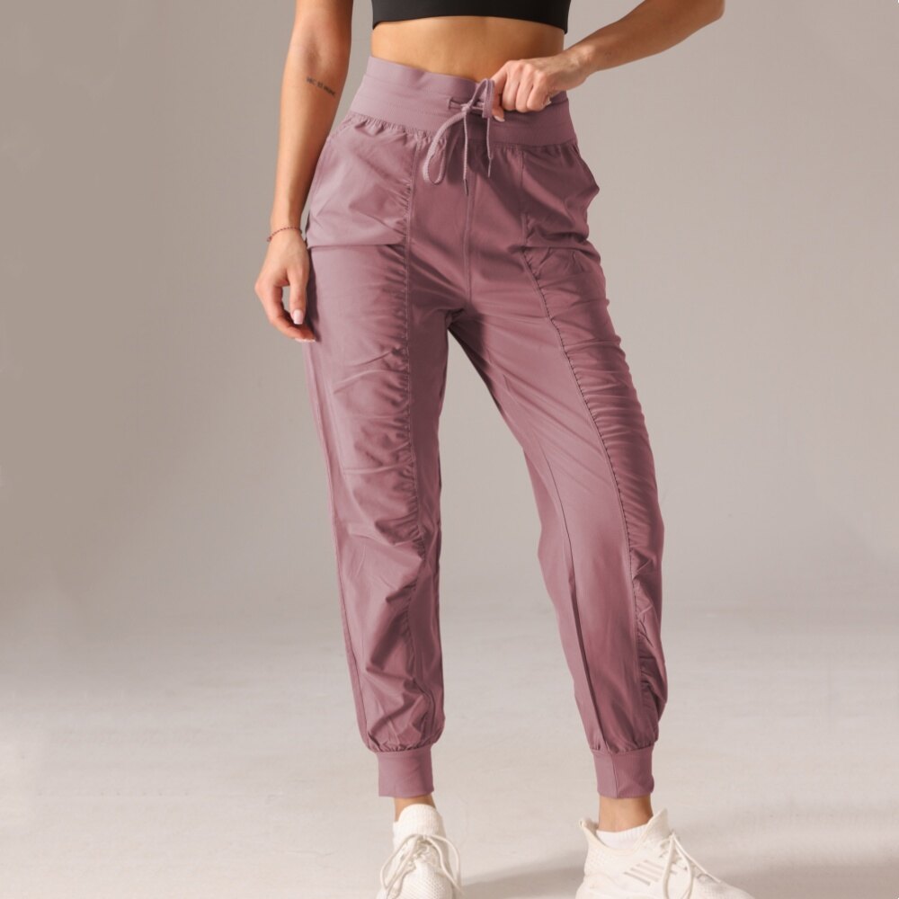 Fabric Drawstring Running Sport Joggers Women Quick Dry Athletic Gym Fitness Sweatpants with Two Side Pockets - 3