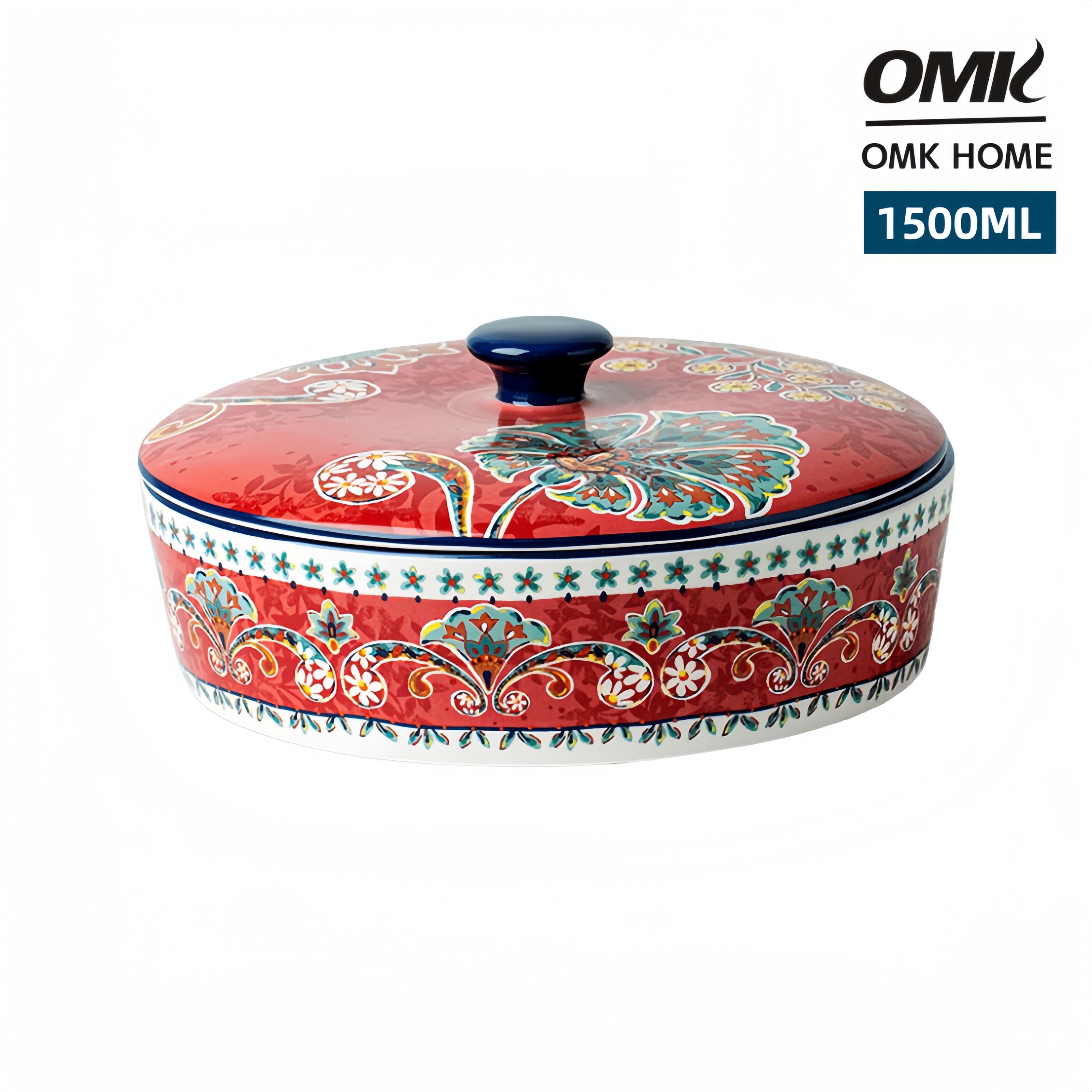 OMK Brasilia series Ceramic 1500ML Serving Bowls with Lid Fruit salad bowl