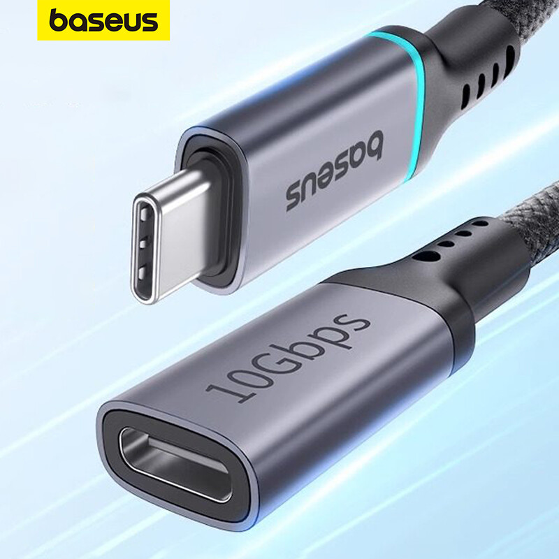Baseus Loại C Cáp nối với đầu đực thành đầu cái USB C 3.1 Gen2 Cáp dữ liệu 10Gbs trạm nối C-Bộ chuyển đổi cổng thích hợp cho bộ chuyển đổi Nintendo, máy tính Apple sạc PD và NS cơ sở