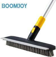 BOOMJOY Floor Scrub Brush 55.9″ Telescopic Handle 2 in 1 Scrape Brush Stiff Bristle Shower Scrubber for Cleaning Patio Bathroom Garage Kitchen Wall Deck Tub Tile