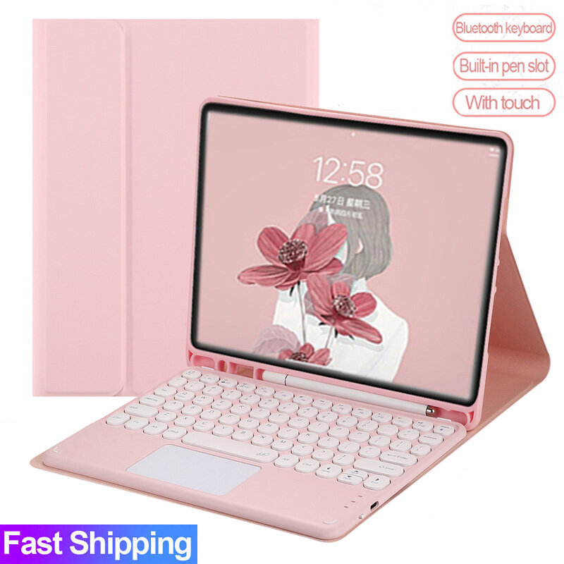Ốp có bàn phím cảm ứng cho samsung galaxy tab s6 lite a7 a8 s7 fe s8 s7 + plus s8 + plus ốp bàn phím chuột bluetooth bàn di chuột tròn