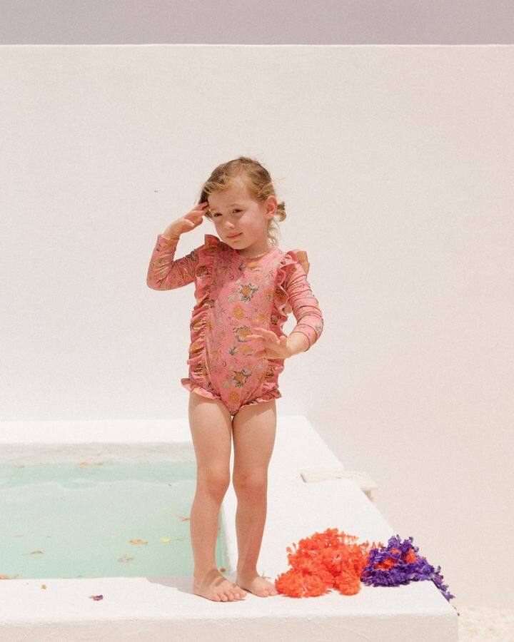2023 lm trẻ em đồ bơi mùa hè cô gái kỳ nghỉ bãi biển biển chia tay áo dài 27