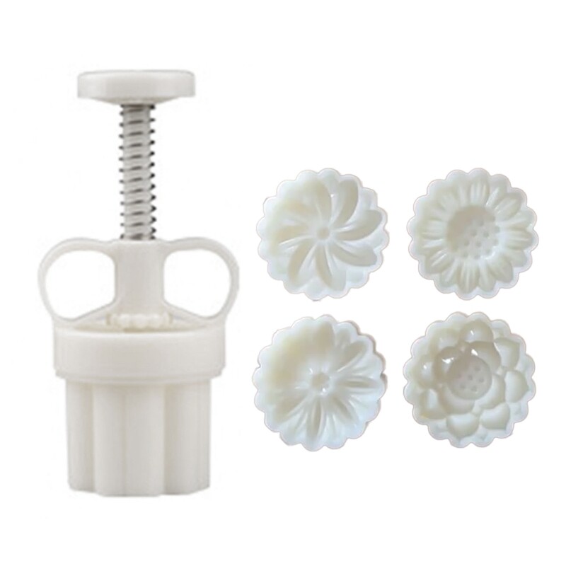 Gambar 20g Cute Flower Shape Pastry Moulds Mooncake Molds Mooncake Mould Hand Pressure Plastic Material Baking Accessories Tool