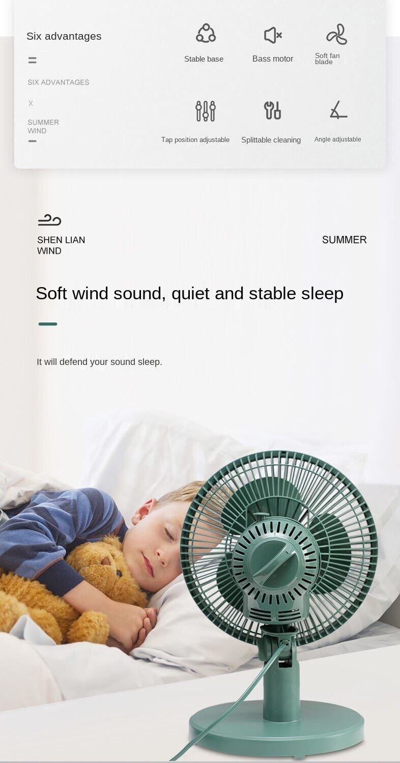 Shaking fan student dormitory bed Home Office little fan mute large wind desktop small fan