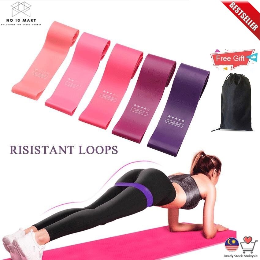5pcs/Set] Gym Resistance Bands Yoga Squat Elastic Band Stretch