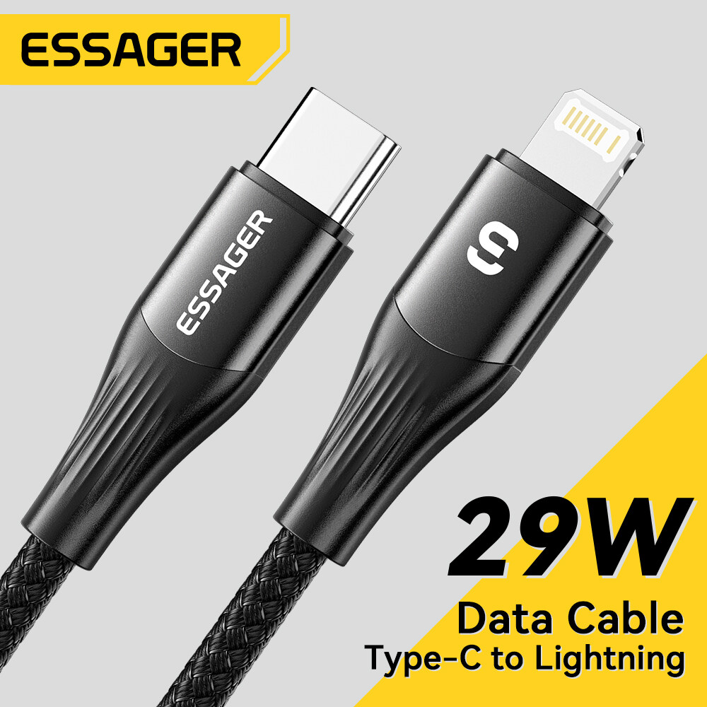 Essager Cáp PD 29W Type C Cho IP 14 13 12 11 Pro Max XS Xr Thiết Bị Sạc Sạc Nhanh Lightning Cuộn Dây