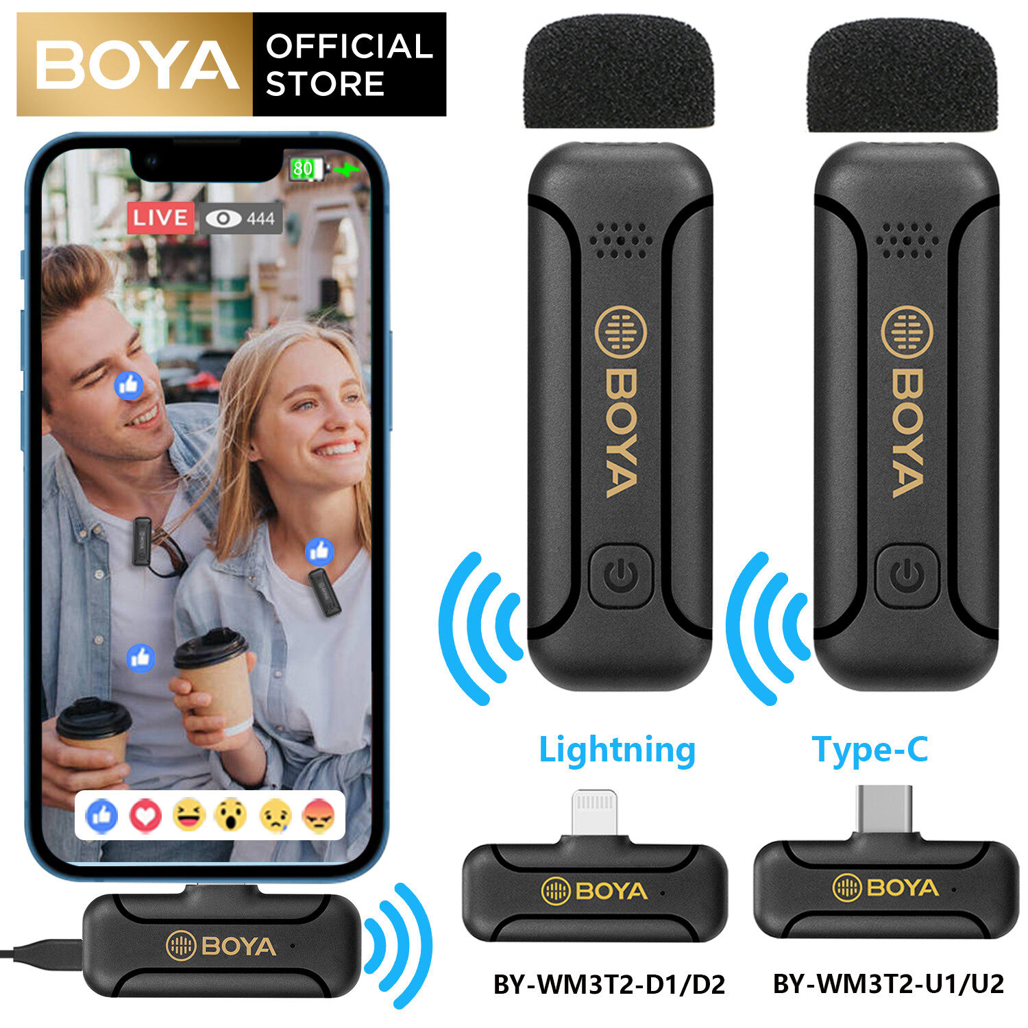 BOYA BY WM3T2 Mini 2.4GHz Ultra Light Wireless Microphone for Android
