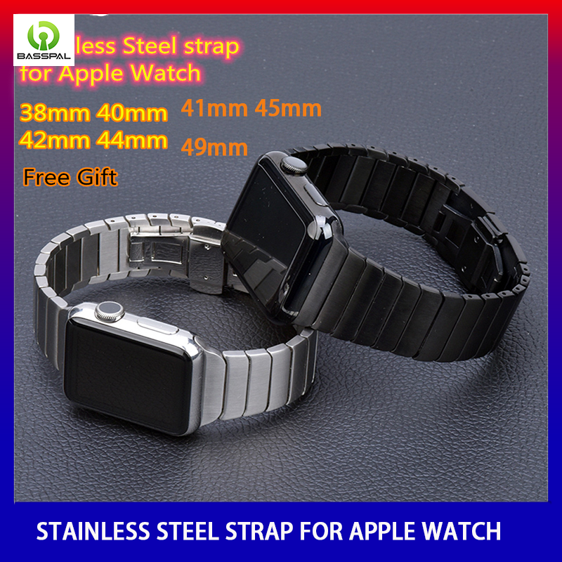 Basspal thép không gỉ dây đeo dạng xích dây đeo cho vòng đeo đồng hồ apple 9 8 7 41mm 45mm 44mm 40mm cho i xem ban nhạc 42mm 38mm 49mm siêu khóa liền vòng đeo tay kim loại cho apple xem 6 se 5 4 3 2 quà Tặng Miễn Phí
