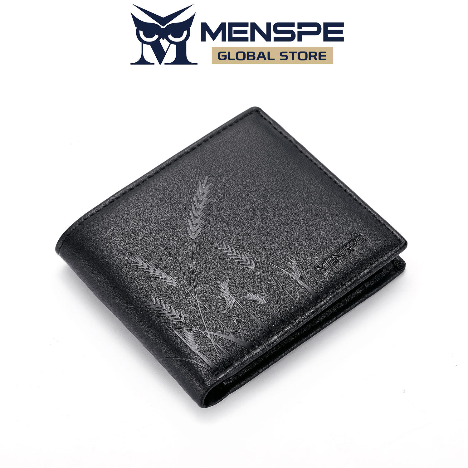 MENSPE Short Wallet Wheat Print Short Wallet Men's PU Horizontal Short Wallet Men Wallet Soft PU Wallet Multi-Card Position ID Credit Cards Holders Coin Bag Business Wallets