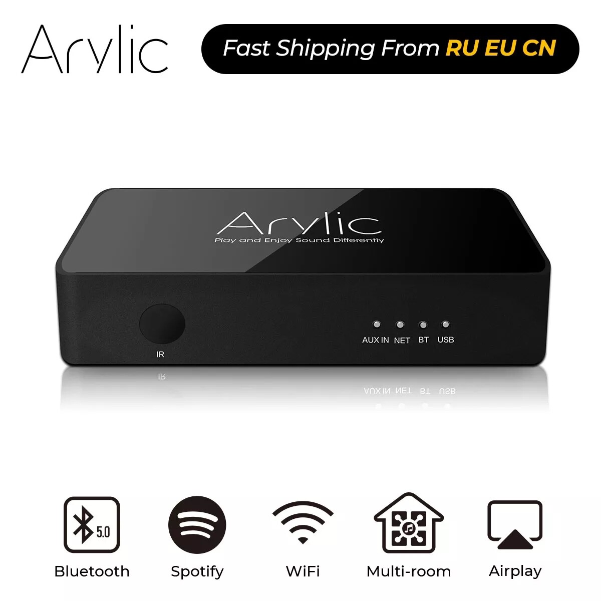 Arylic S10 Wifi và Bluetooth 5.0 âm thanh nổi Hifi Bộ khuếch đại âm thanh với Spotify AirPlay DLNA Internet Multiroom âm thanh preamplifi
