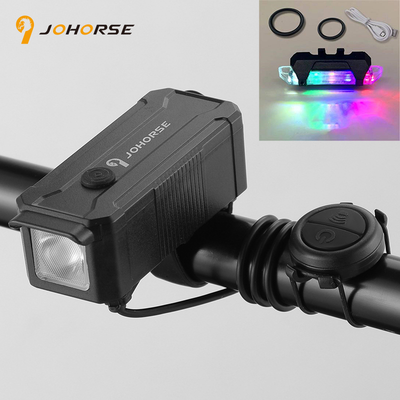 2 in1 không thấm nước đèn sạc bằng usb với sừng 80lm loud đèn pin xe đạp đi xe đạp với đèn chiếu phía trước sừng lõi ngô