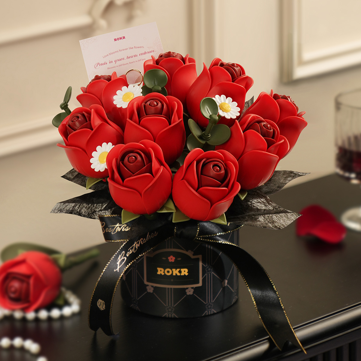 Robotime Rokr Red Rose Bouquet DIY 3D Puzzle Artificial Flowers Home Decor Unique Gift for Teens Adults ราคา 2,071 บาท*ส่งฟรี