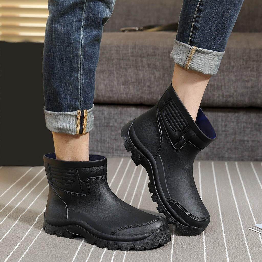 mens short slip on boots