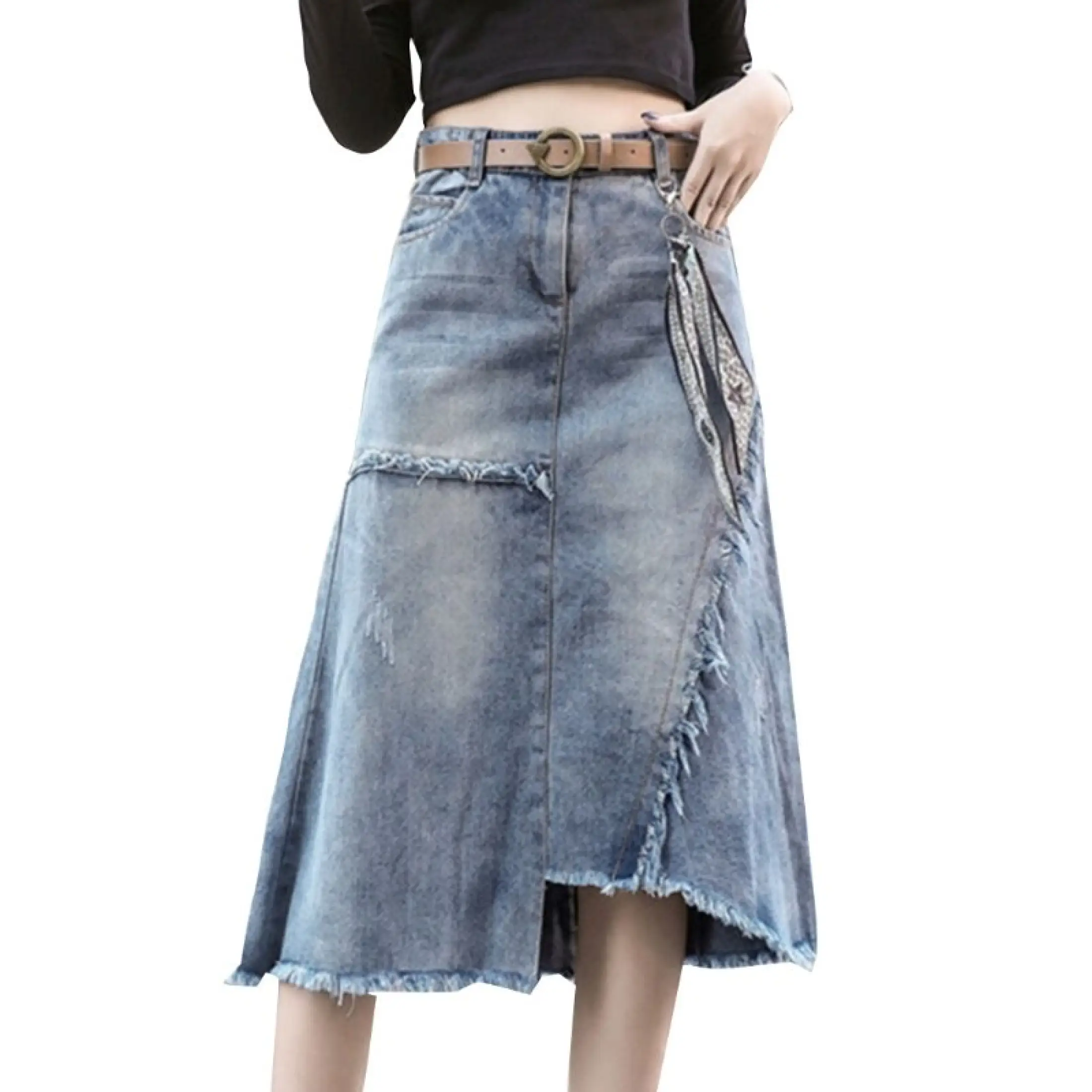 Fringe jean skirt Clearance